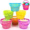 6 Pack Easter Baskets for Kids, 8.6" Plastic Easter Bags with Handles, Easter Bucket Bags Filled with Grass, Perfect Theme Party Favors Decorations